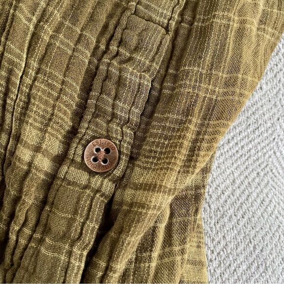 Woolrich Yellow Green Plaid Button Shirt Gauzey Cotton M - Picture 4 of 8